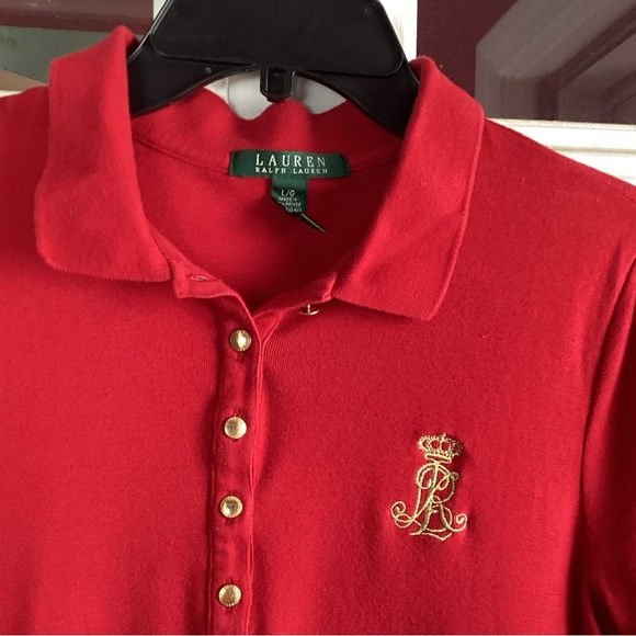 Lauren Ralph  Lauren Red Short Sleeve polo shirt Size Large embroidered logo - Picture 4 of 7